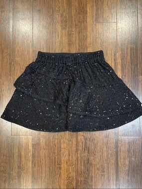 Abercrombie Kids Black Sequin Tiered Mini Skirt
